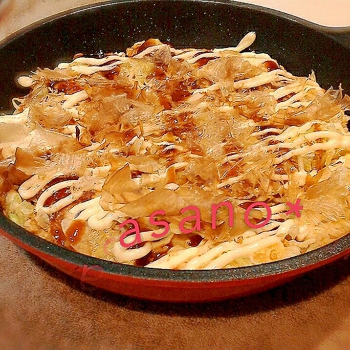 糖質ゼロ麺＆おからパウダーで♪ヘルシーお好み焼き★